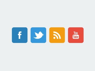 4 Simple and Flat Social Media Icons