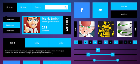 Flat Metro UI Kit PSD