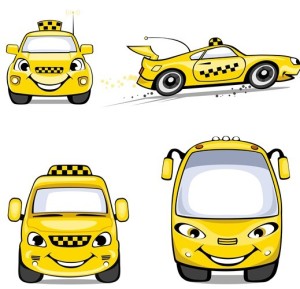 Vector Yellow Cab Sticker Labels 01