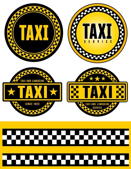 Vector Yellow Cab Sticker Labels 02