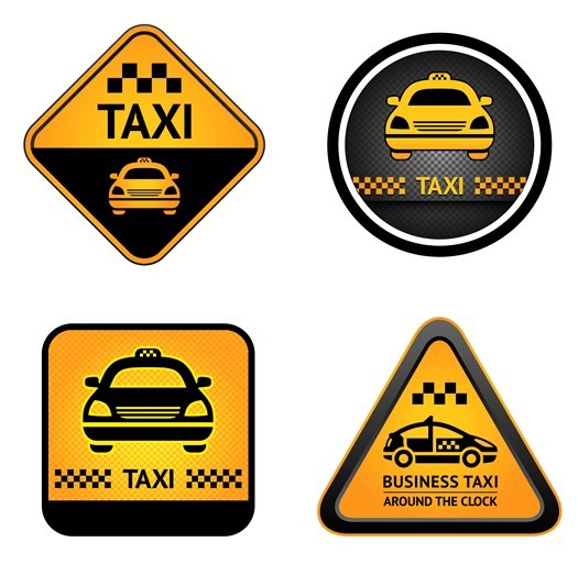 Vector Yellow Cab Sticker Labels 03