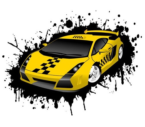 Vector Yellow Cab Sticker Labels 04