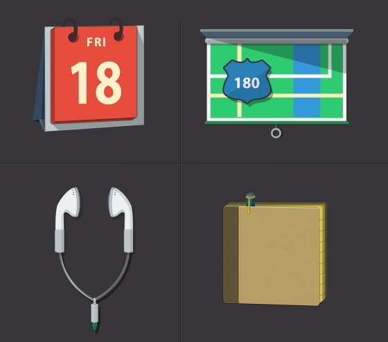 4 Simple Flat Icons PSD