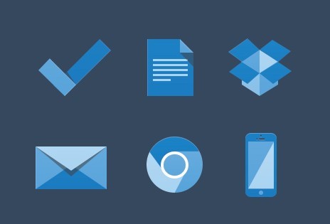 6 Blue Flat Icons PSD