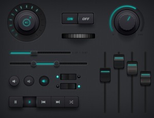 Dark Audio Controller UI Kit PSD