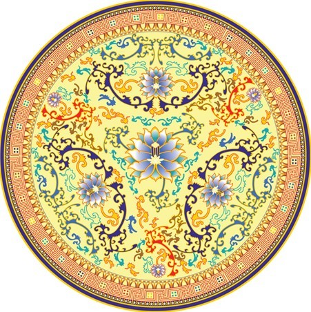 Retro Porcelain Plate with Floral Background