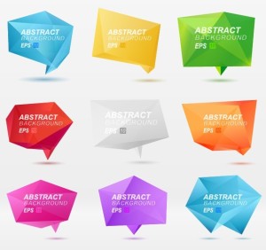 Colorful 3D Crystal-Like Speech Bubble Vector