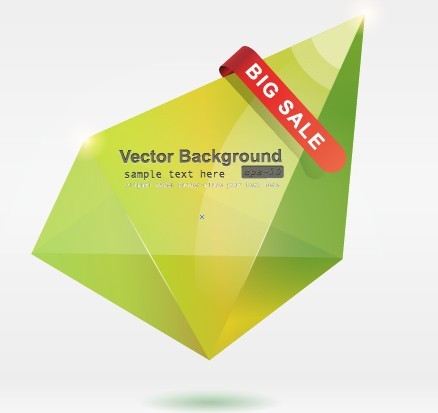 Green 3D Crystal-Like Vector Label