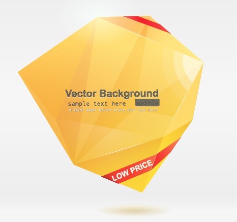Yellow 3D Crystal-Like Vector Label