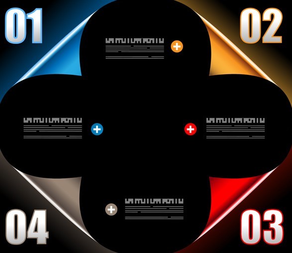 Dark Vector Infographic Data Display Elements 03