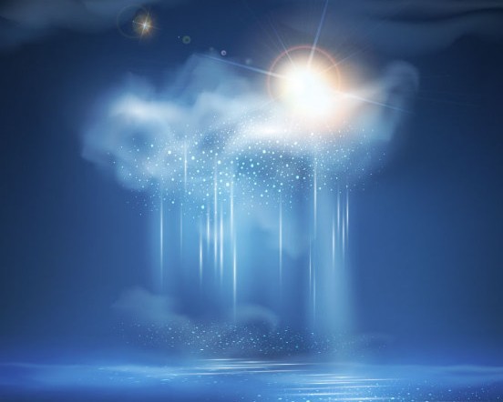 Vector Blue Sky with White Clouds Background 03