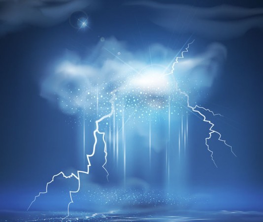 Vector Blue Sky with White Clouds Background 04