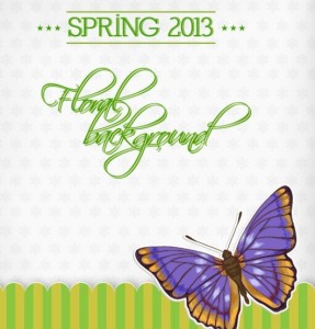 Vintage Spring Floral and Butterfly Background 01