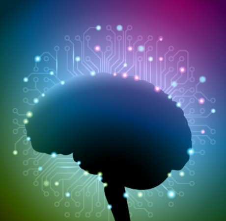 Vector Brain and Circuit Board Background