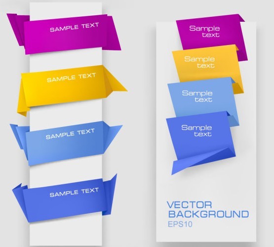 Colorful Paper Folding Labels Vector