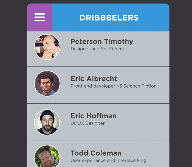 PSD Contact List Interface
