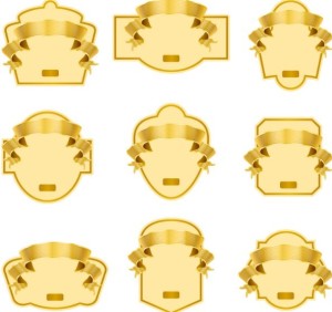 Golden Blank Badge & Label Design Templates 01