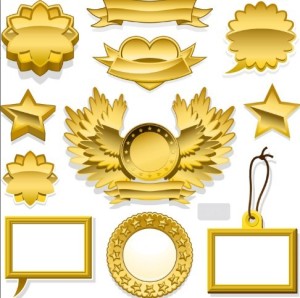 Golden Blank Badge & Label Design Templates 02