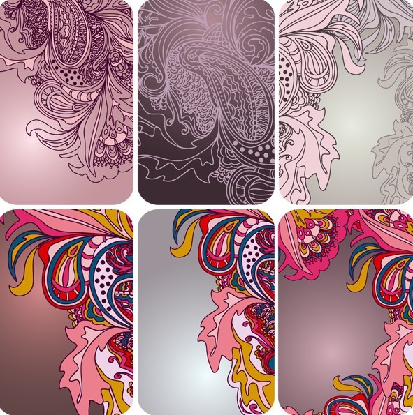 Set Of Vector Vintage Floral Card Design Templates 01