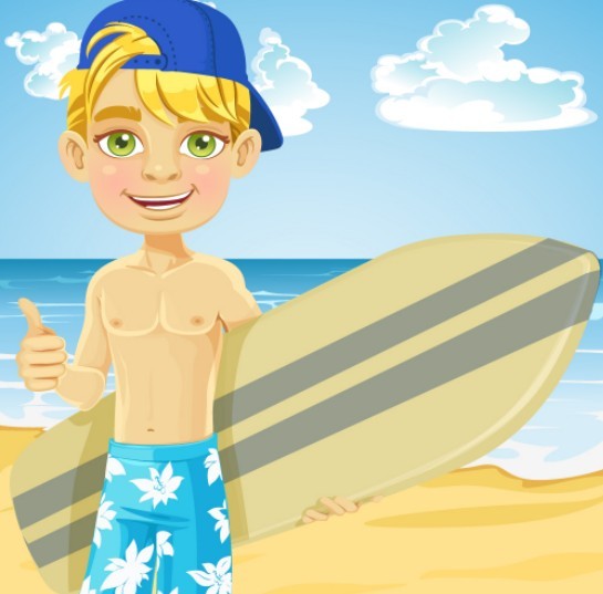 Vector Cartoon Beach and Boy Illustration 02