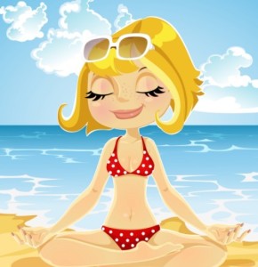 Vector Cartoon Beach and Girl Illustration 01