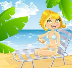 Vector Cartoon Beach and Girl Illustration 03