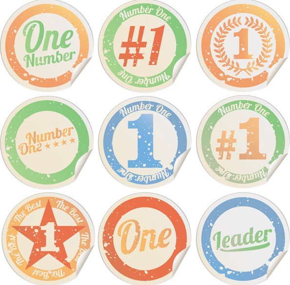 Vintage Circular Number Stickers Vector