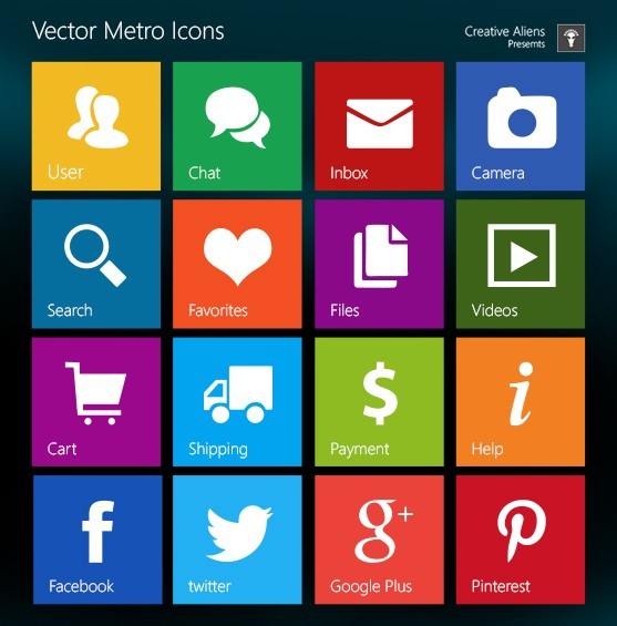 Windows 8 Metro Style PSD Icons