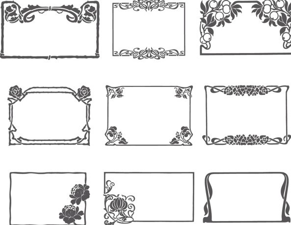 Simple Sketch Floral Vector Frame 01