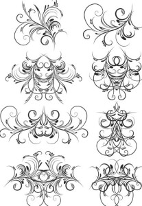 Simple Vector Black Floral Patterns 02