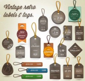 Set Of Vintage Pricing Labels and Tags PSD