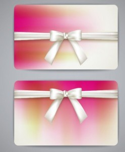Fresh and Clean Cards with Ribbon Bows Vector 02