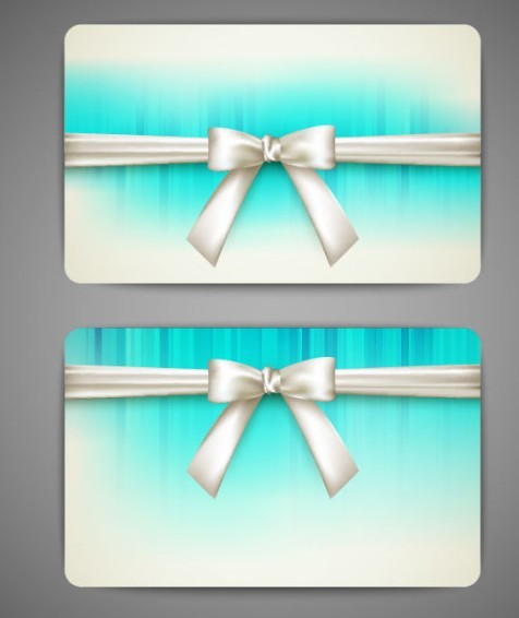 Fresh and Clean Cards with Ribbon Bows Vector 03