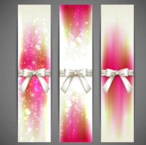 Fresh and Clean Vector Banners with Ribbon Bows 01