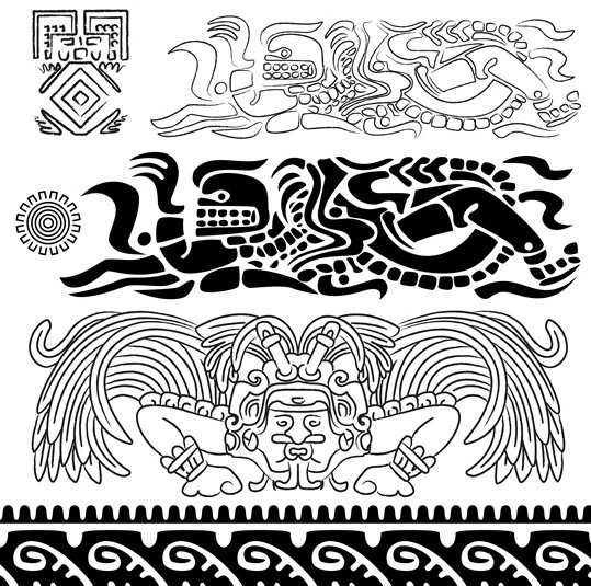 Vector Black and White Ancient Egypt Patterns 02
