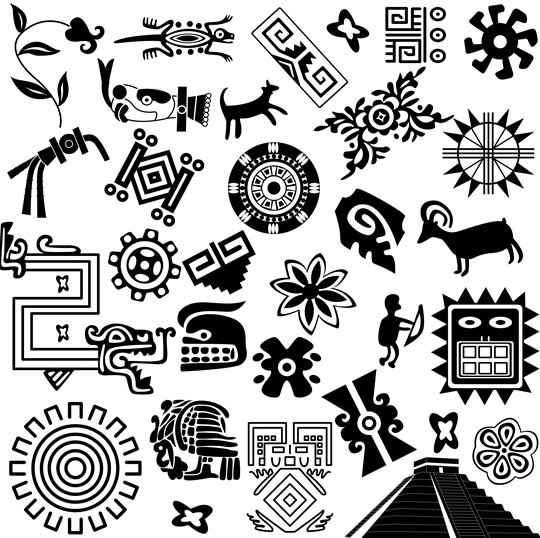 Vector Black and White Ancient Egypt Patterns 04