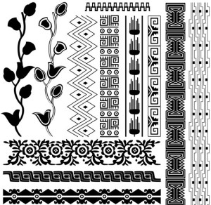 Vector Black and White Ancient Egypt Patterns 05