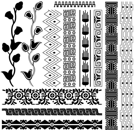 Vector Black and White Ancient Egypt Patterns 05