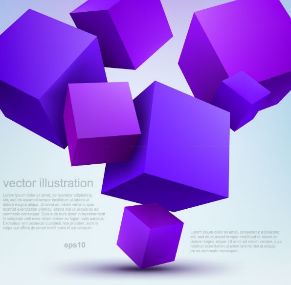 Vector Purple 3D Cubes Background
