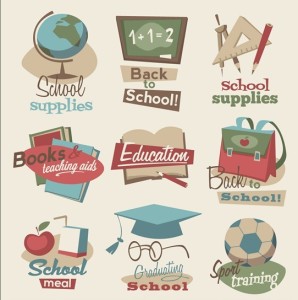 Vector Vintage School Supplies Icons