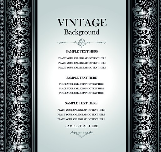 Vintage Dark Silver Floral Pattern Background Vector 02
