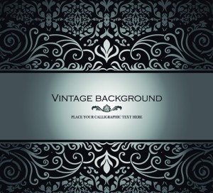 Vintage Dark Silver Floral Pattern Background Vector 03