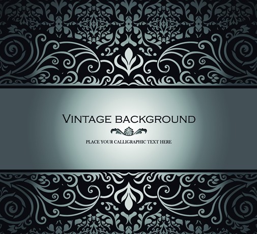 Vintage Dark Silver Floral Pattern Background Vector 03