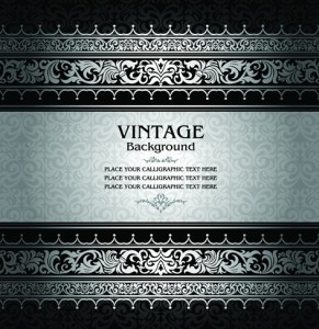 Vintage Dark Silver Floral Pattern Background Vector 04