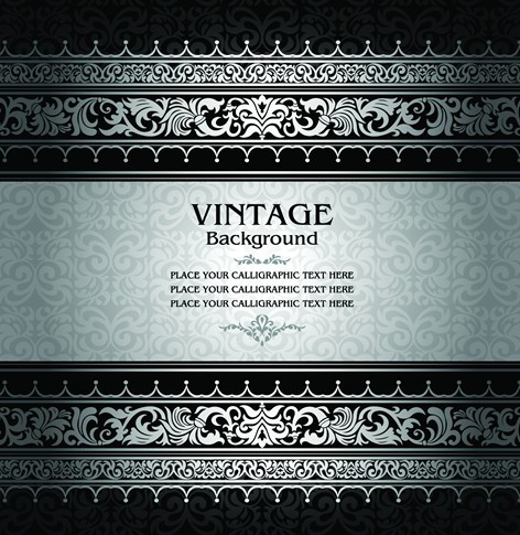 Vintage Dark Silver Floral Pattern Background Vector 04
