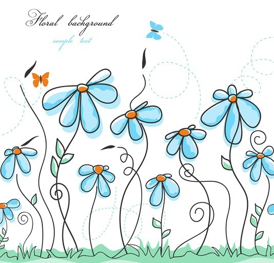 Clean Hand-painted Floral Background Vector 01