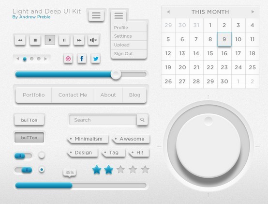 Light and Deep UI Kit PSD