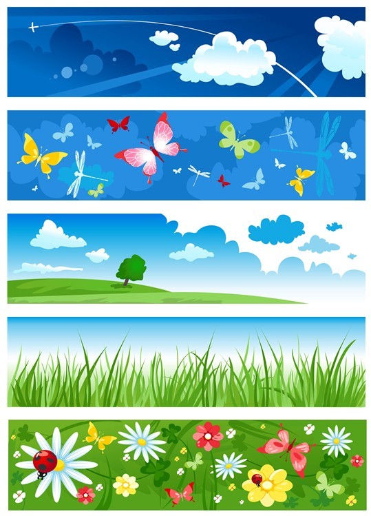 Simple Horizontal Summer Holiday Banners Vector 01