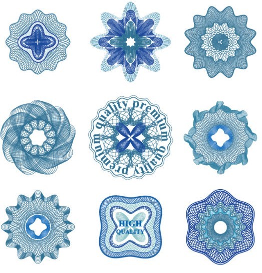 Set Of Vector Guilloche Rosettes Quality Decorative Elements 02