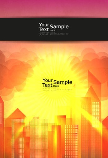 Vector Blank Brochure Cover Template with Sunrise 02